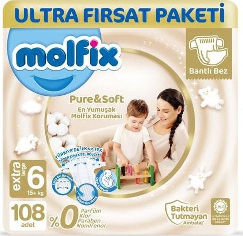 Pure&soft 6 Beden E.large Ultra Fırsat Paketi 108 Adet