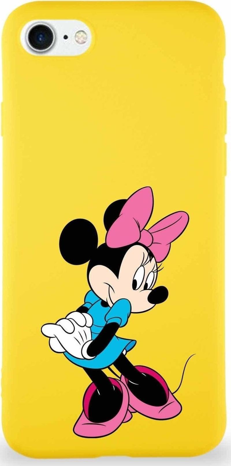 Iphone 7 Uyumlu Soft Premier Kapak Minnie Mouse-F Tasarımlı Silikon Kılıf - Sarı