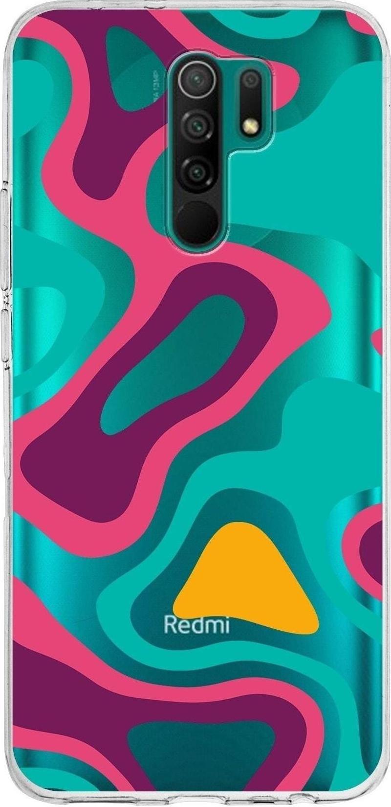 Xiaomi Redmi 9 Uyumlu Kapak Renkli Desen Tasarımlı Şeffaf Silikon Kılıf