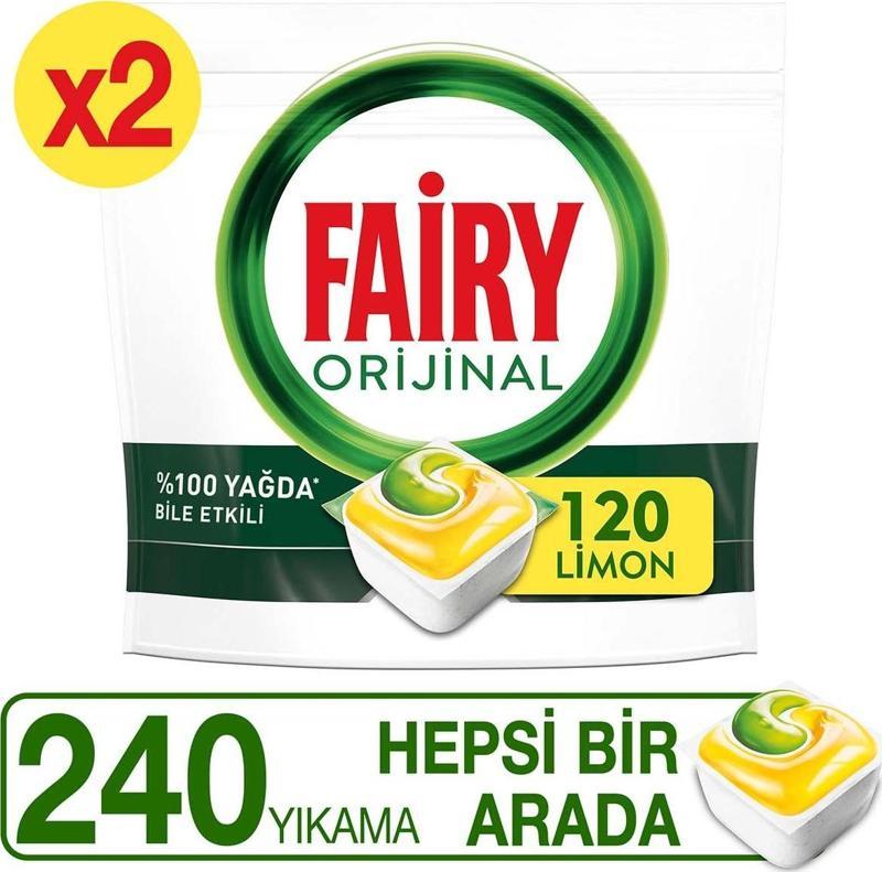 Hepsi Bir Arada Limon 120 Adet 2'li Paket Bulaşık Makinesi Tableti