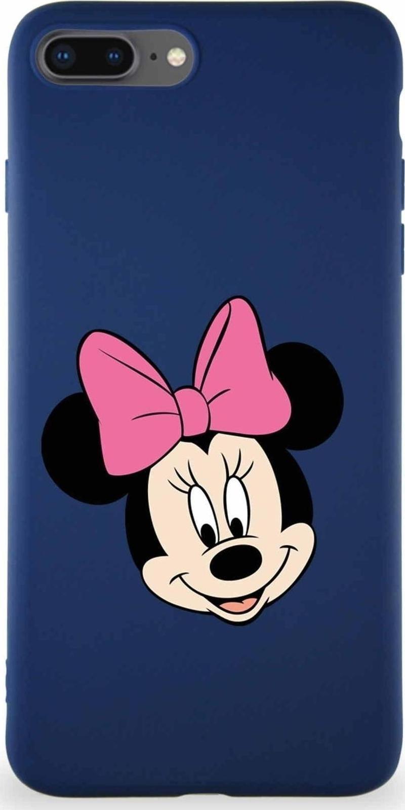 Iphone 7 Plus Uyumlu Soft Premier Kapak Minnie Mouse-C Tasarımlı Silikon Kılıf - Lacivert