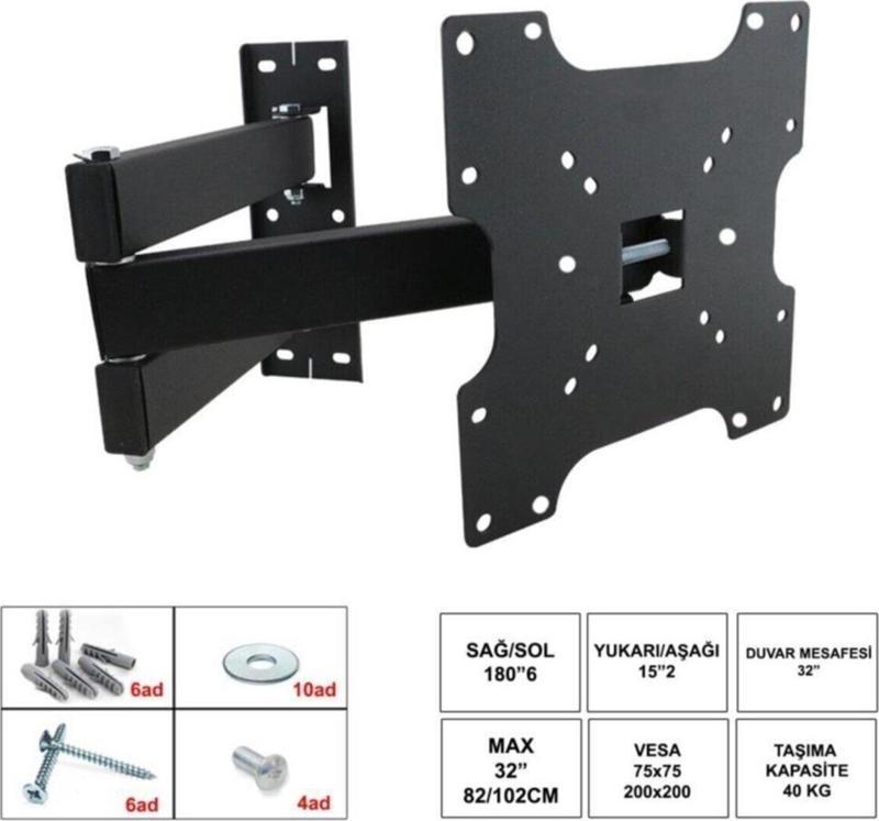 Lcd Askı Aparatı Hareketli Üç Kollu 32 82-102Cm Mıcrostar