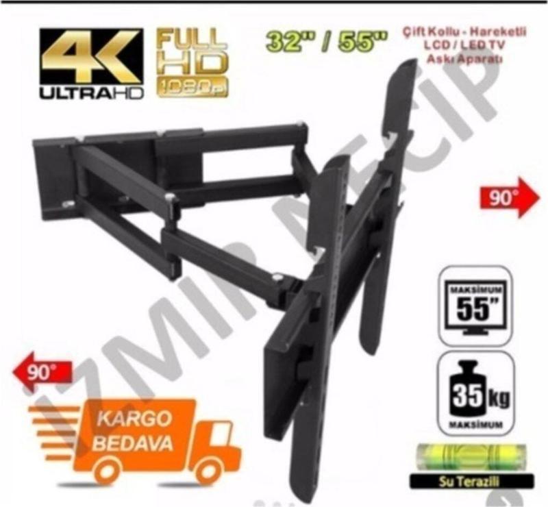 Lcd-Led Tv-Plazma Tv 32 " Inç 55 " Inç Hareketli Çift Kol Askı Aparatı