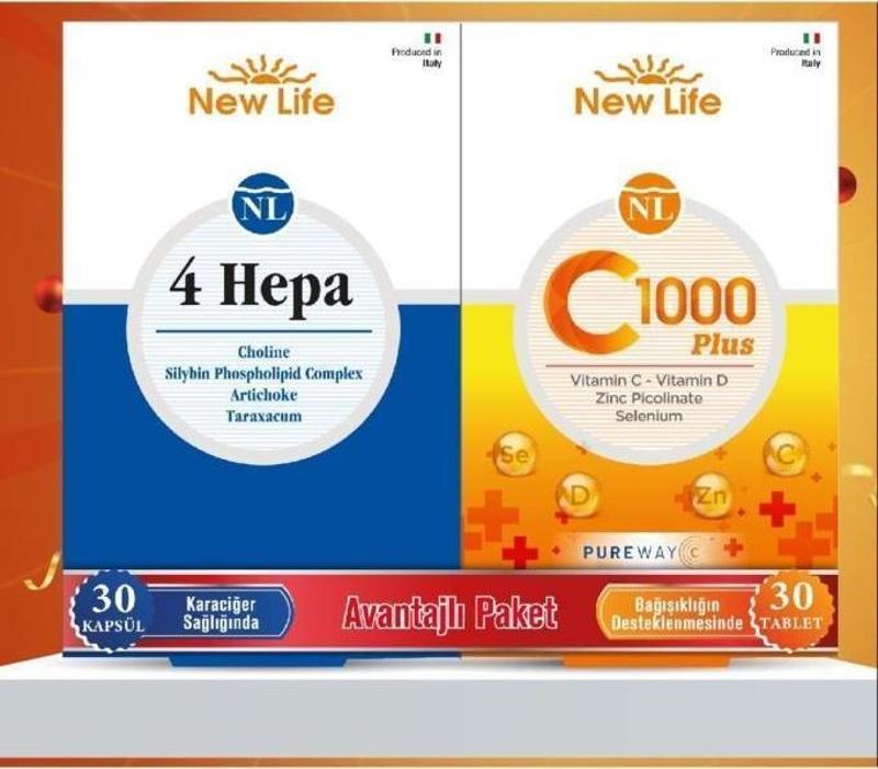 NewLife 4 Hepa 30 Kapsül + C 1000 30 Tablet
