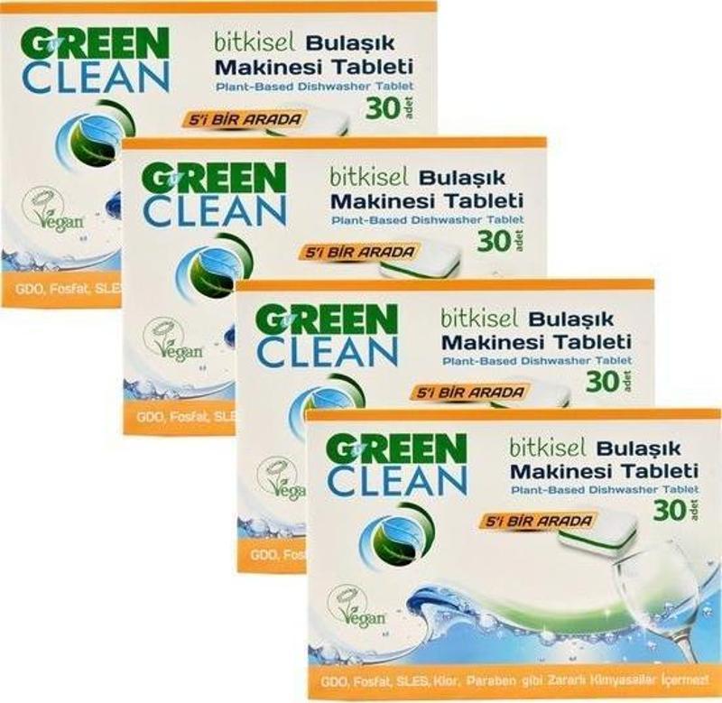 U Green Clean 30'lu Bulaşık Makinası Deterjanı Tablet 4 Adet