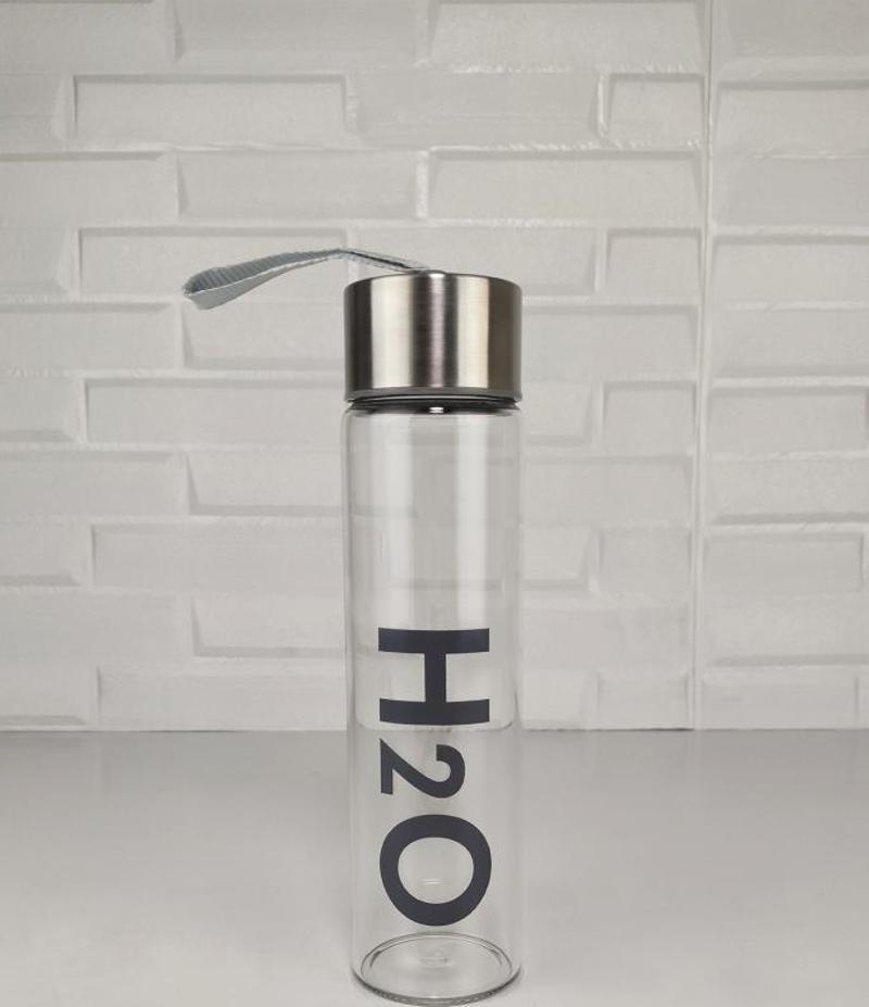 H2o Metal Kapaklı Cam Matara Gri - H2O81454 C1-1-18