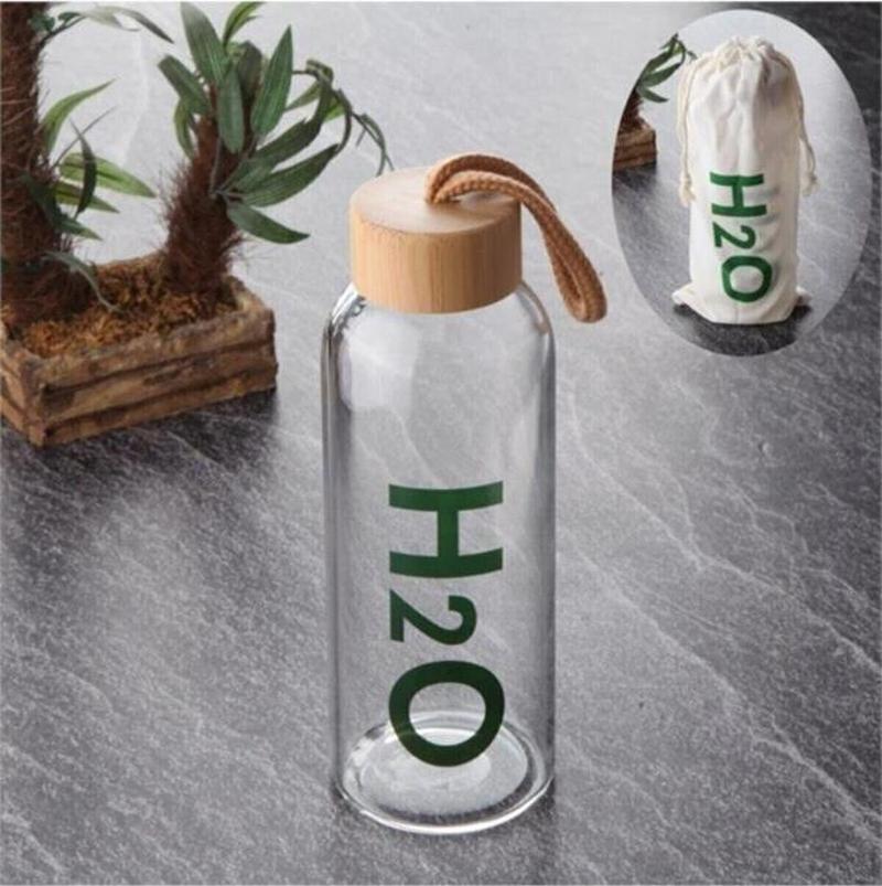 H2o Bambu Kapaklı Cam Matara 600 ml - H2O75175