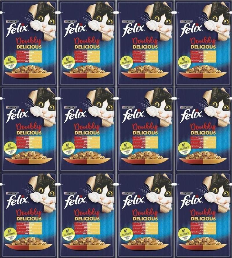 Çifte Lezzet Sığır & Tavuklu Kedi Yaş Mama 85 Gr X 12 Adet