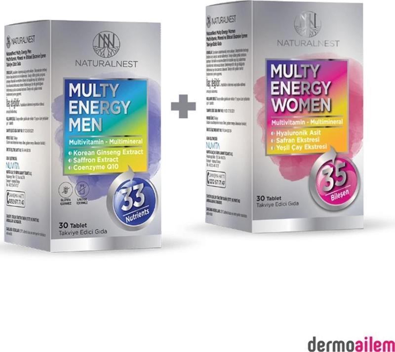 Multi Energy Women 30 Tablet + Men 30 Tablet Aile Paketi