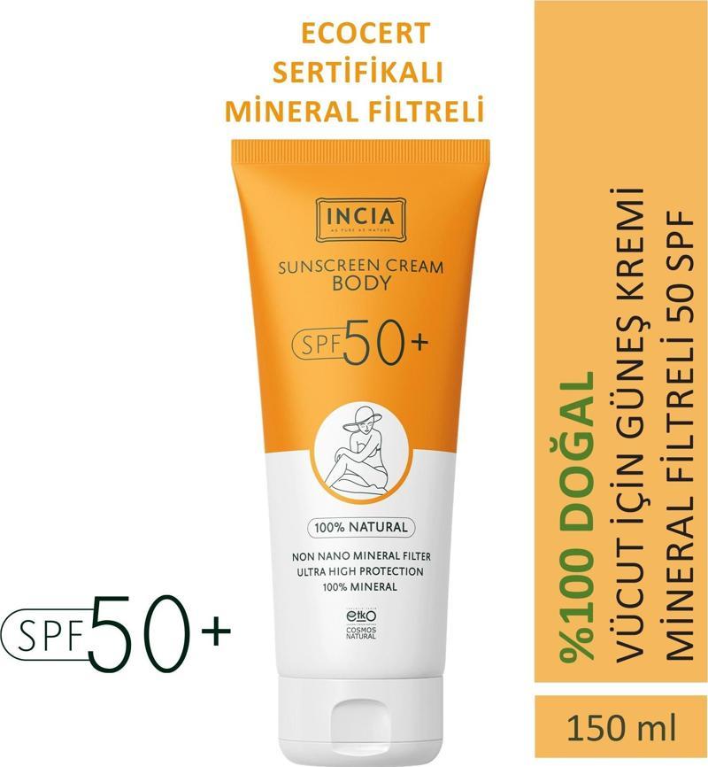 %100 Doğal Vücut Güneş Kremi Leke Karşıtı Mineral Filtreli Yüksek Koruma SPF50 UVA UVB 150 ml