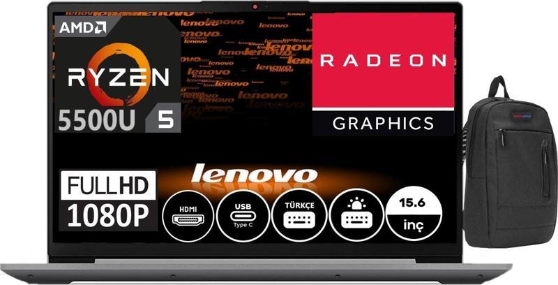 IdeaPad 3 15ALC6 Amd Ryzen 5 5500U 8 GB 512GB  SSD 15.6" Dos FHD 882KU0081TX02+ Çanta