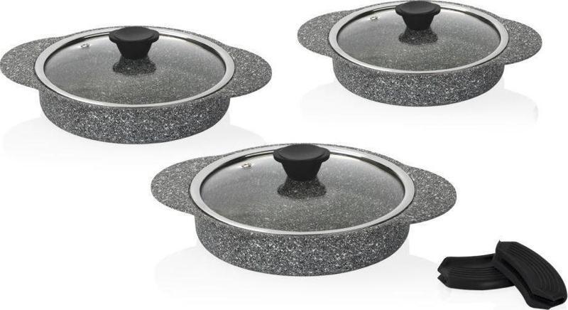 Granit Plus Silikon Saplı 3Lü Gri Sahan Seti TAC-3182