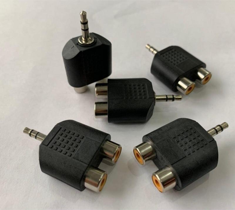 5 Adet Aux Stereo - 2 Rca Dişi Tos Lale Jak Jack Adaptör 3.5mm Dişi Aux Erkek Jak 2 Rca Tos
