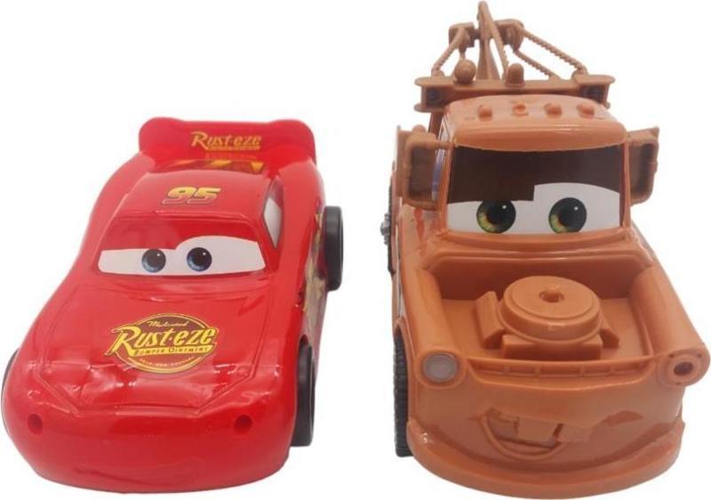 Farbu Cars Şimşek Mcqueen Ve Mater Oyuncak Sürtmeli 2 Li Araç Seti, Arabalar Oyuncak Figür