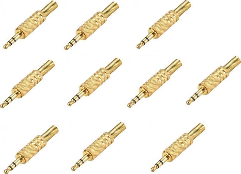 10 adet 2.5mm Stereo Erkek Ses Kablosu Lehim TİP Altın TRS Adaptör Konnektörü