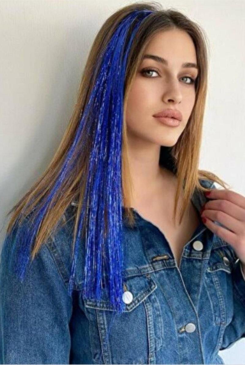 Saç Simi Hair Tinsel Saç Simi Mavi