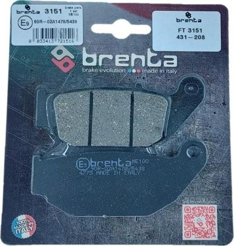 431-208 2013-2021 Honda CRF 250 L Arka Fren Balatası Organik Balata