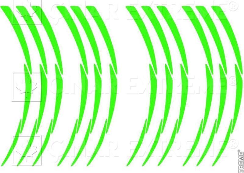 3 Parçalı Floresan Yeşil Jant Şeridi Çınar Extreme
