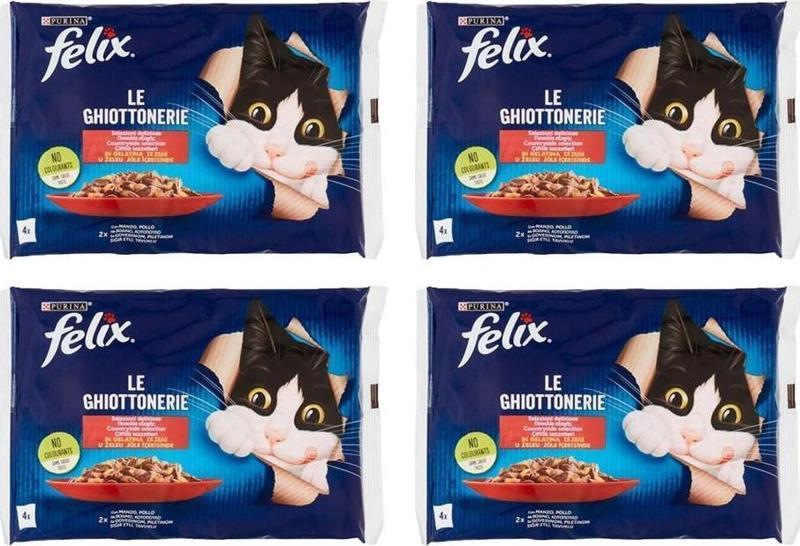 Sığır ve Tavuk Etli Yetişkin Yaş Kedi Maması 4x85gr