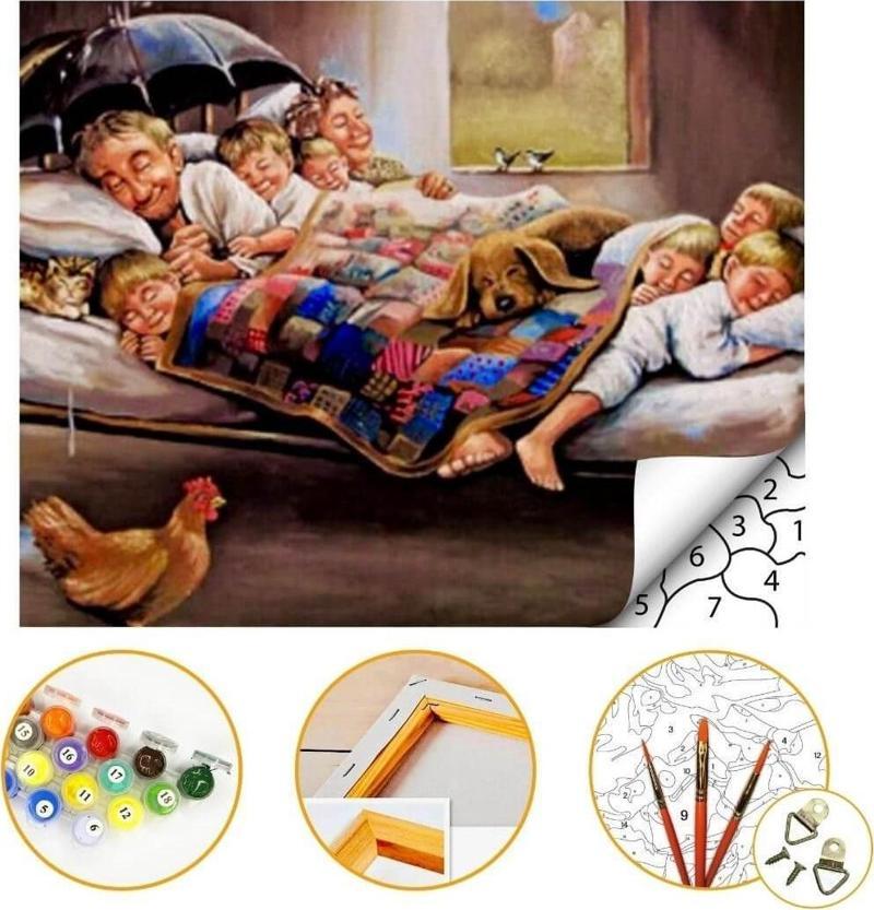 Abidin Dino - Mutluluğun Resmi - Sayılarla Boyama Seti Kasnaklı 40x50cm Boyalar ve Fırçalar Dahil