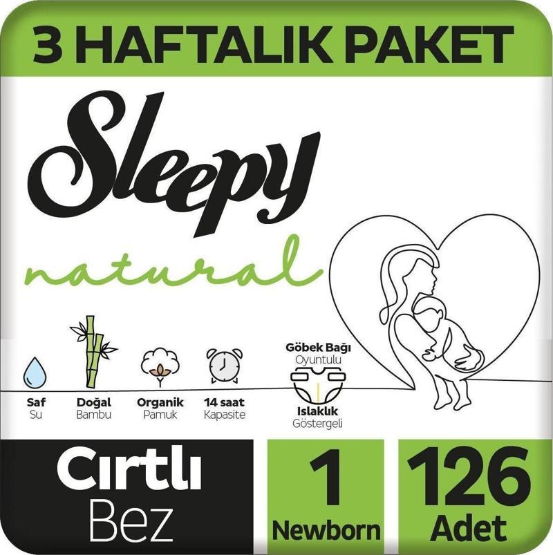 Natural Bebek Bezi 1 Numara Yenidoğan 3 Haftalık Paket 126 Adet