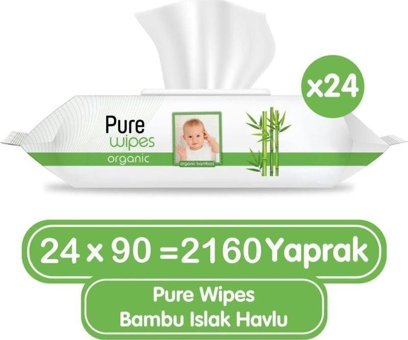 Organik Bambu Özlü Islak Havlu 24 × 90'lı 2160 Yaprak