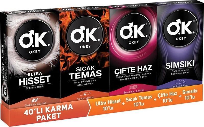 Karma Prezervatif Seti 40'ı (Çifte Haz + ultra hisset + Sıcak Temas + Sımsıkı)