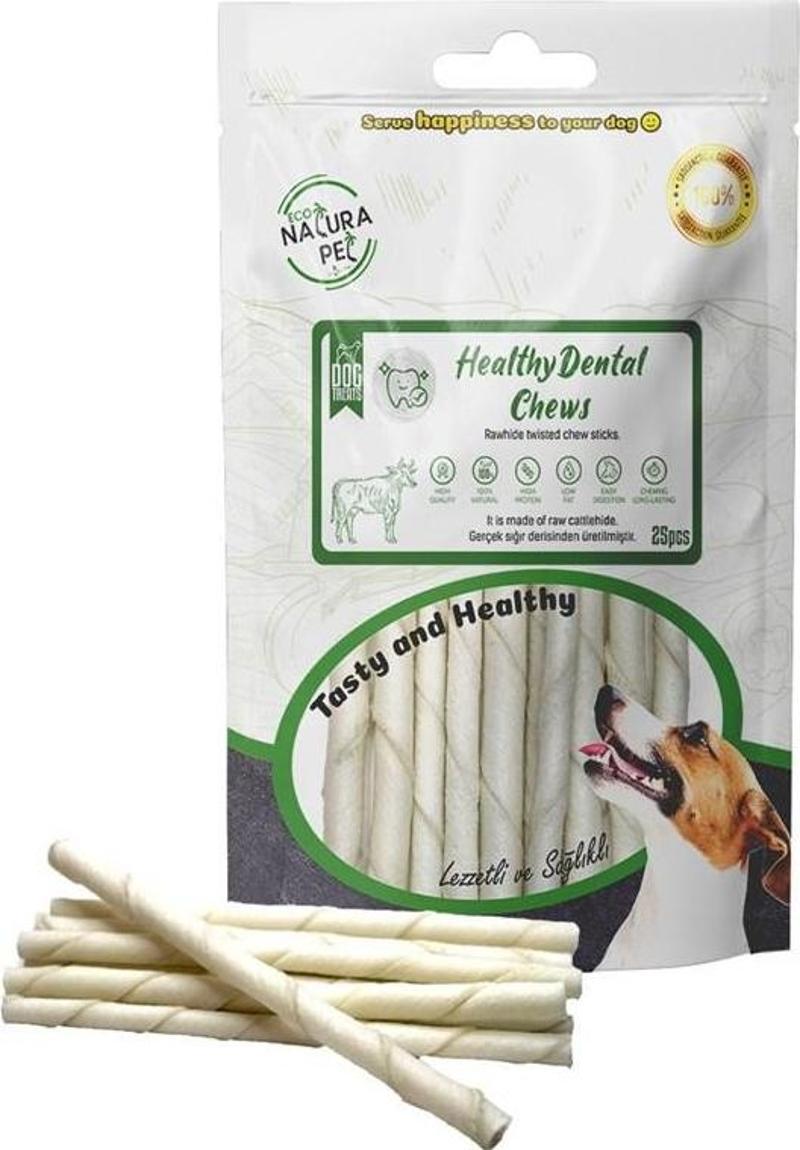 Eco Natura Pet Healty Dental Chews Beyaz Burgu Kemik 13Cm 25Li 150Gr