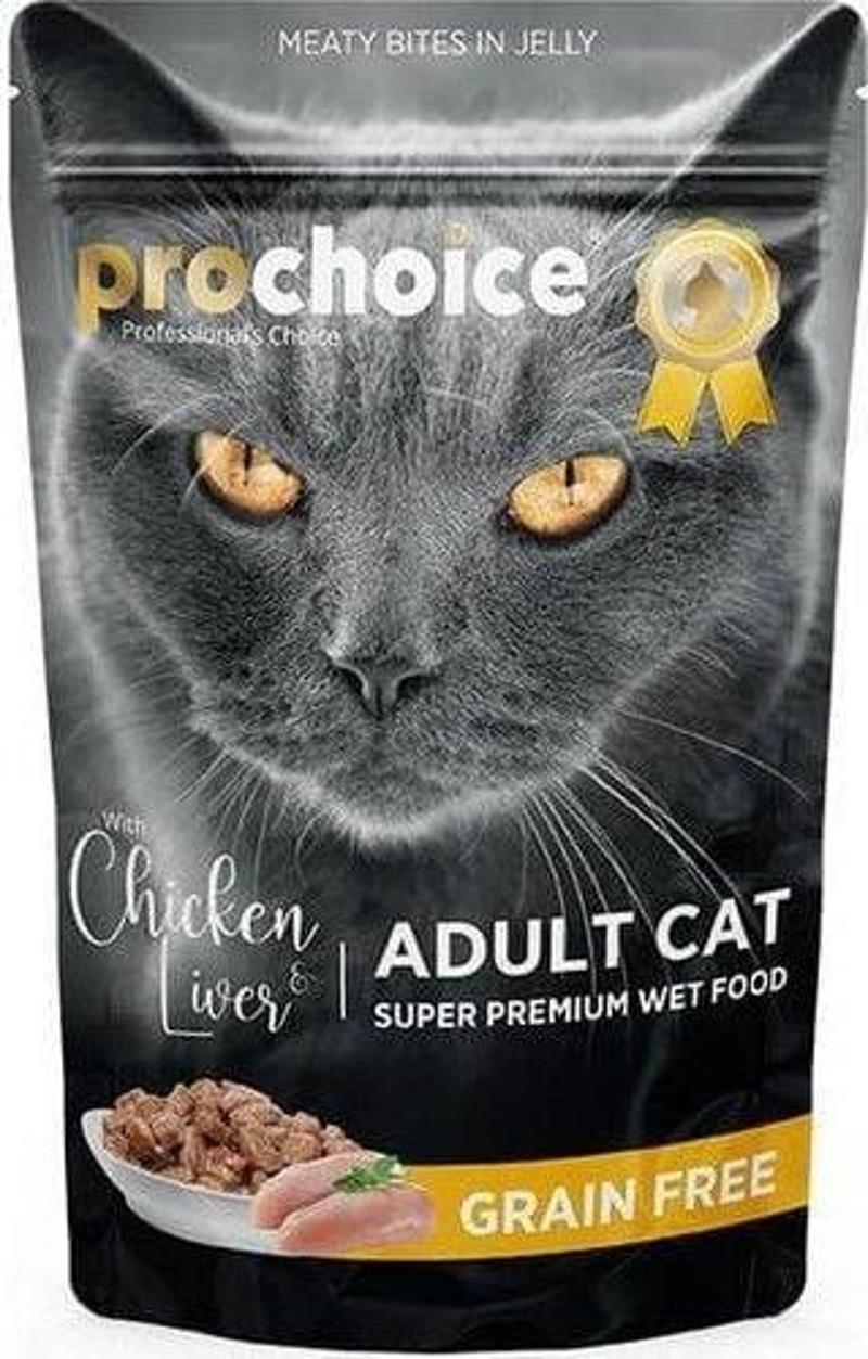 Pro Choice Pouch Jöle İçinde Tavuklu ve Ciğerli Tahılsız Yaş Kedi Maması 85 Gr