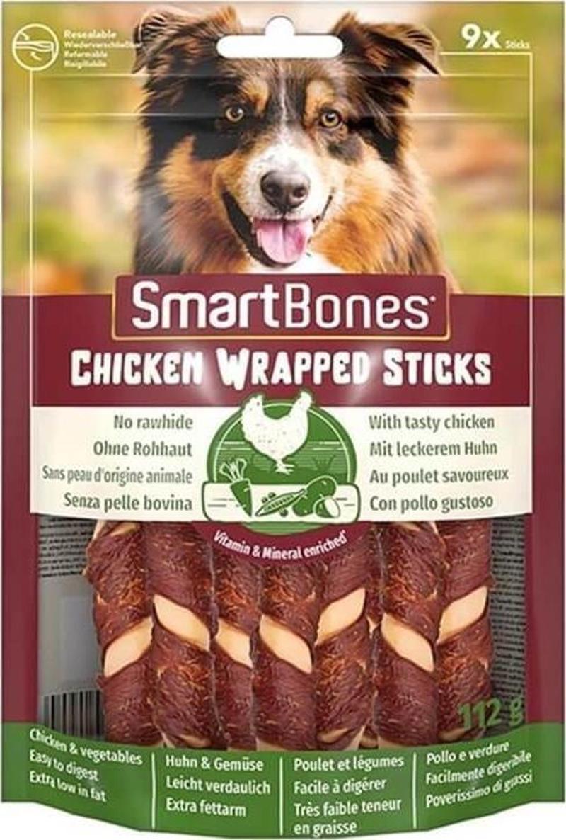 SmartBones Tavuk Sargılı Stick Köpek Ödülü Mini 9 Adet 112 Gr.