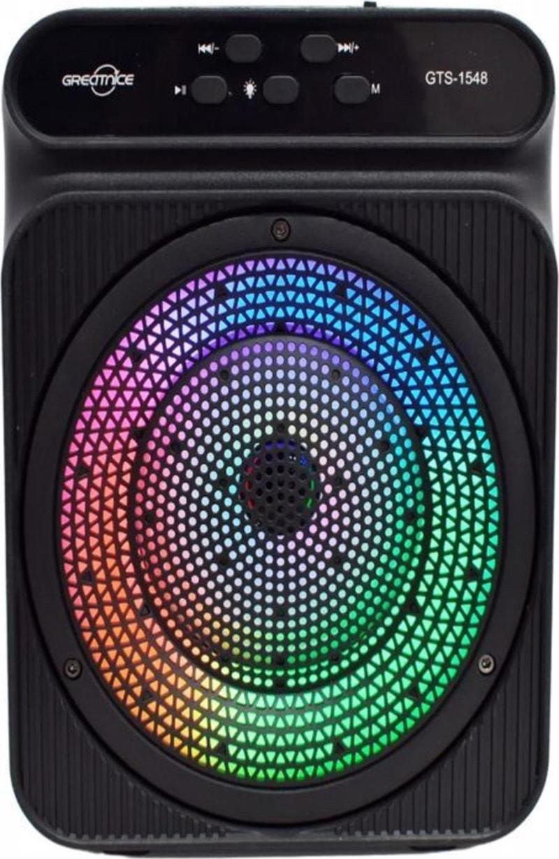 1548 8w 4" Extra Bass Rgb Işıklı Bluetooth Hoparlör Fm Radyo Usb Tf Aux Destekli Speaker