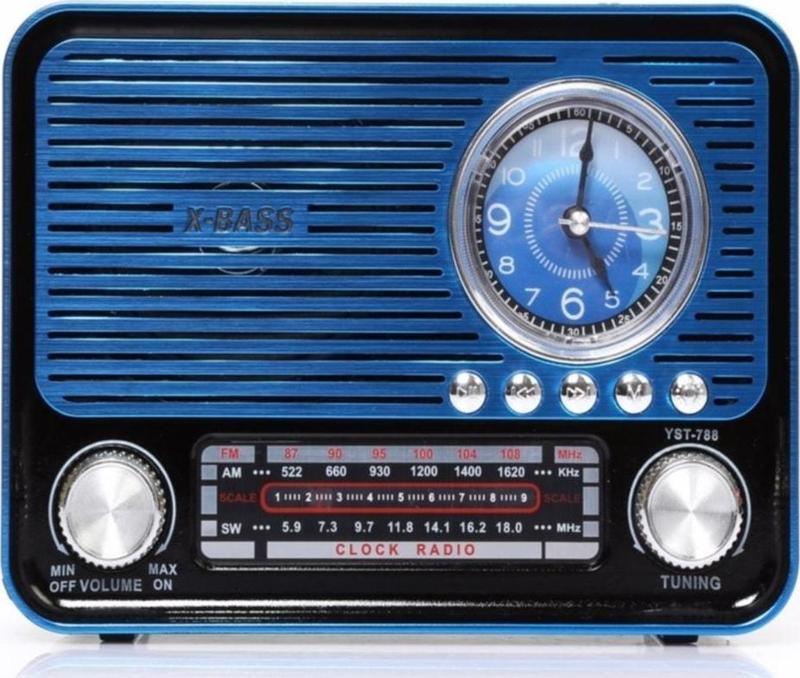 Ankara Hatırası Retro Stil Fm Radyo X-bass Bluetooth Hoparlör Saatli El Fenerli Radyo
