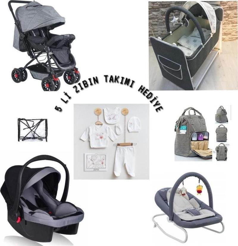 Bebek Arabası Beşik Anakucağı Puset Anne Bebek Çantası 7 Parça Set