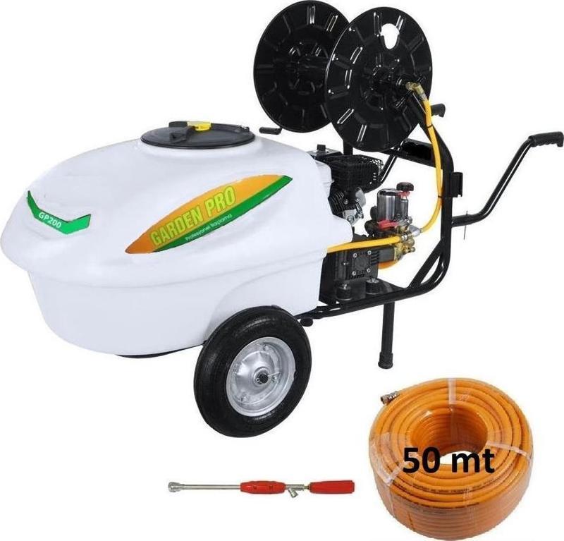 Garden Pro Benzinli Basınçlı İlaçlama Makinası 200 Lt + 50 mt İlaçlama Hortumu