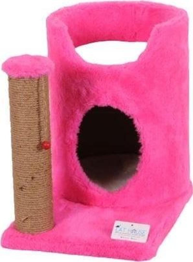 S04 Oval Yuvalı Kedi Tırmalama Evi Pembe 47 Cm