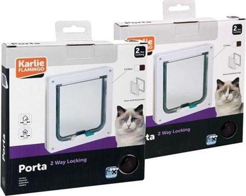2 Yönlü Kilitli İnce Kedi Kapısı Kahverengi 19.2x20 Cm