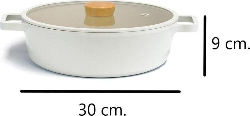 0128 D-NEOF230L FIKA ALUMINYUM CAM KAPAKLI SIG TENCERE 30 CM BEJ