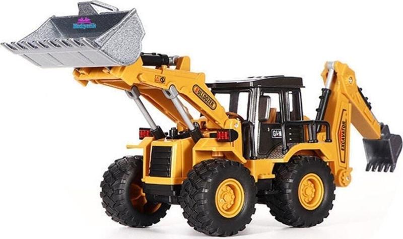 Oyuncak Metal Buldozer Ekskavatör Kepçe iş Makinası 32 Cm