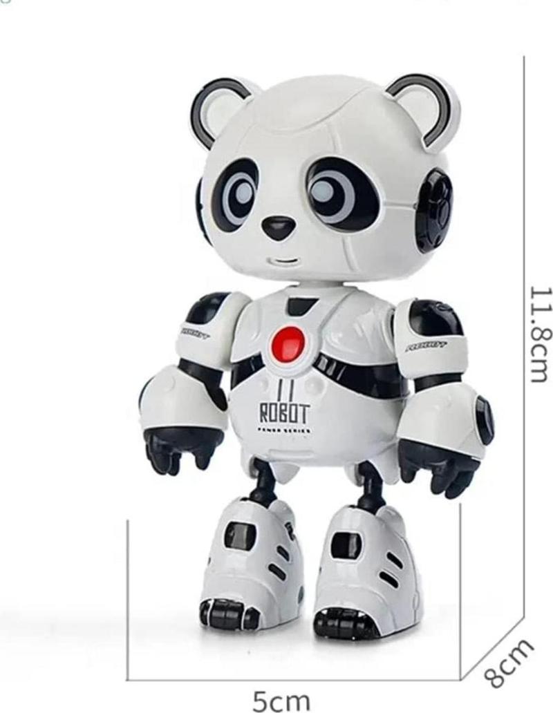 Konuşan Oyuncak Robot Panda Ses Kaydeden Işıklı Müzikli Şarjlı 12 Cm Metal