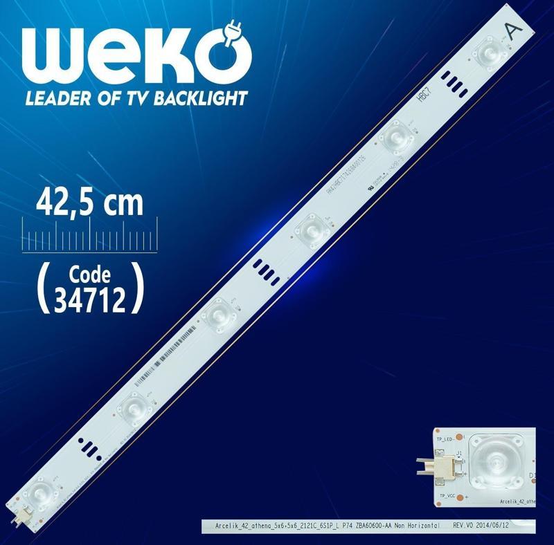 ARCELİK_42_ATHENA_5X6+5X6_2121C_6S1P_L P74 ZBA60600-AA NON HORİZONTAL REV.V0 42,50 CM 6 LEDLİ (WK-19)