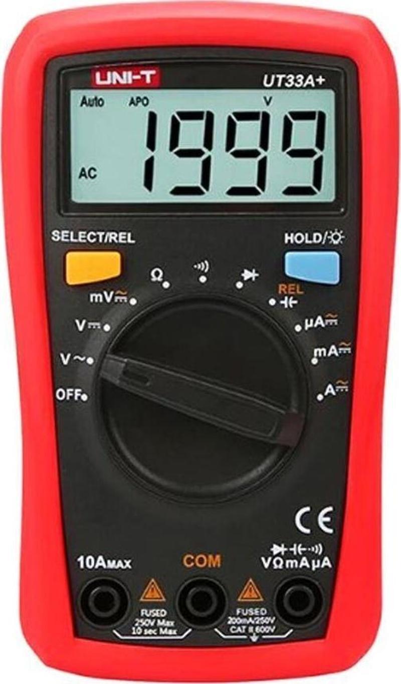 UT33A+ 600V Dijital Multimetre Ölçü Aleti Kırmızı