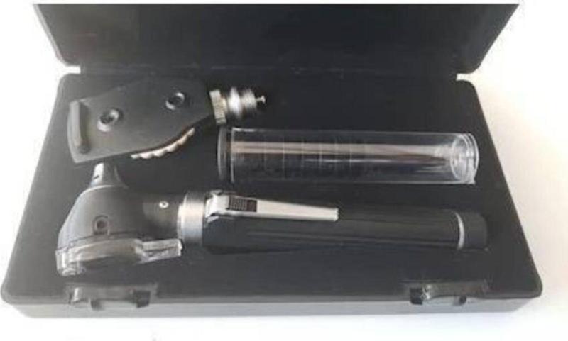 Endostal L Fiber Otoskop + Oftalmaskop Set - Fiber Eko Set - Ledli Beyaz Işık