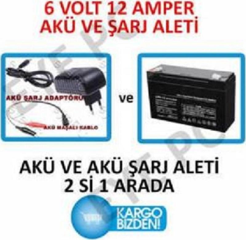 6 Volt 12 Amper Akü Ve Akü Şarj Aleti 6 Volt Çocuk Scooter Aküsü Ve Şarj Aleti Adaptörü