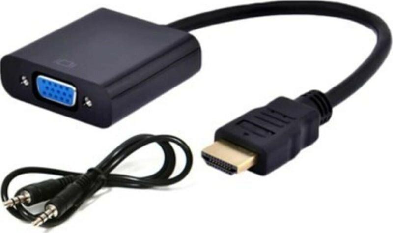 Monitor Çevirici Hd Hdmı To Vga Wga Adaptör Ses Destekli + Aux Dönüştürücü Kablosu