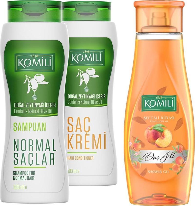 Normal Saçlar İçin Temel Bakım Şampuanı & Saç Kremi + Duş Jeli Set - 3 X 500 ml