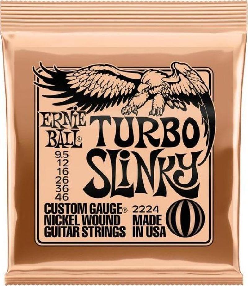 ERNIE BALL P02224 - Turbo Slinky Nickel Wound 9.5-46 Elektro Gitar Teli