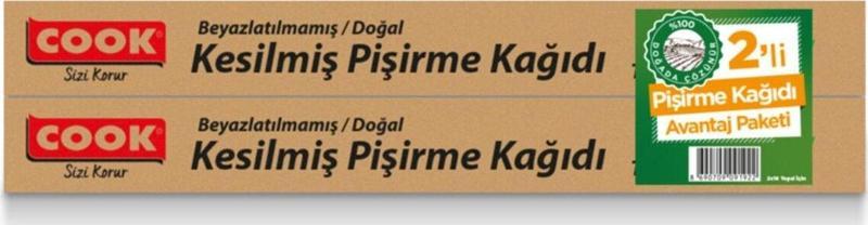 Doğal Kesilmiş Pişirme Kağıdı 16 Yaprak * 2 Li Avantaj Paket