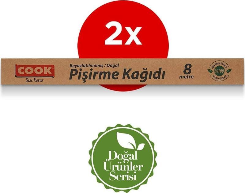 Doğal Pişirme Kağıdı 37 CM x 8 M 2'li Paket