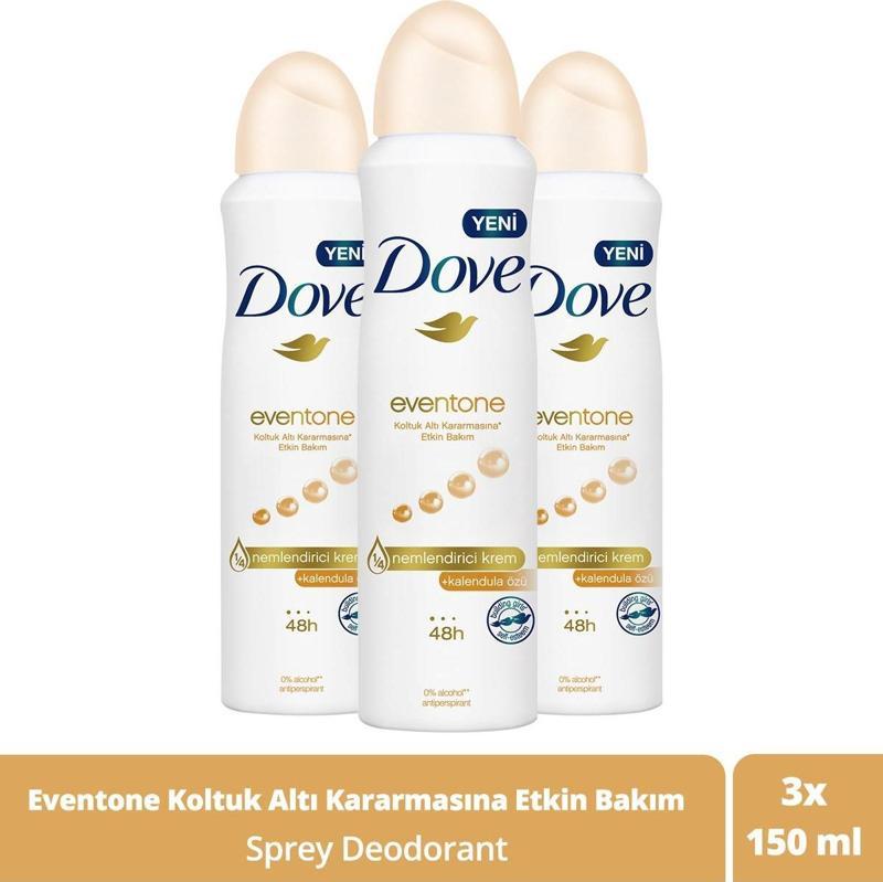 Kadın Sprey Deodorant Eventone 1/4 Nemlendirici Krem Etkili Kalendula Özü 150 Ml X3 Adet