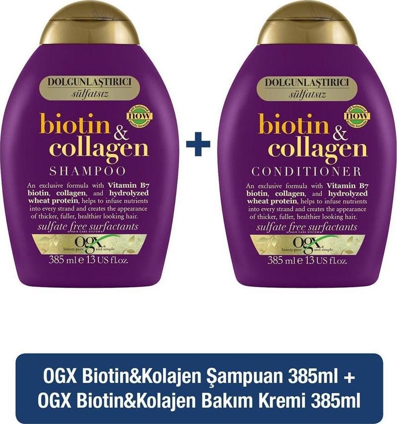 Biotin Kolajen Sülfatsız Şampuan 385 Ml Biotin Kolajen Saç Bakım Kremi 385 Ml